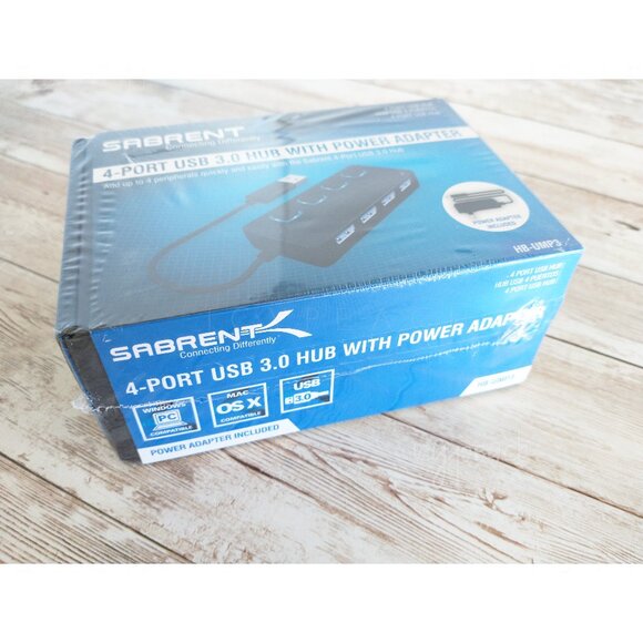 SABRENT 4 Port USB 3.0 Hub with Power Adapter New Model HB-UMP Individual LED - Picture 3 of 5